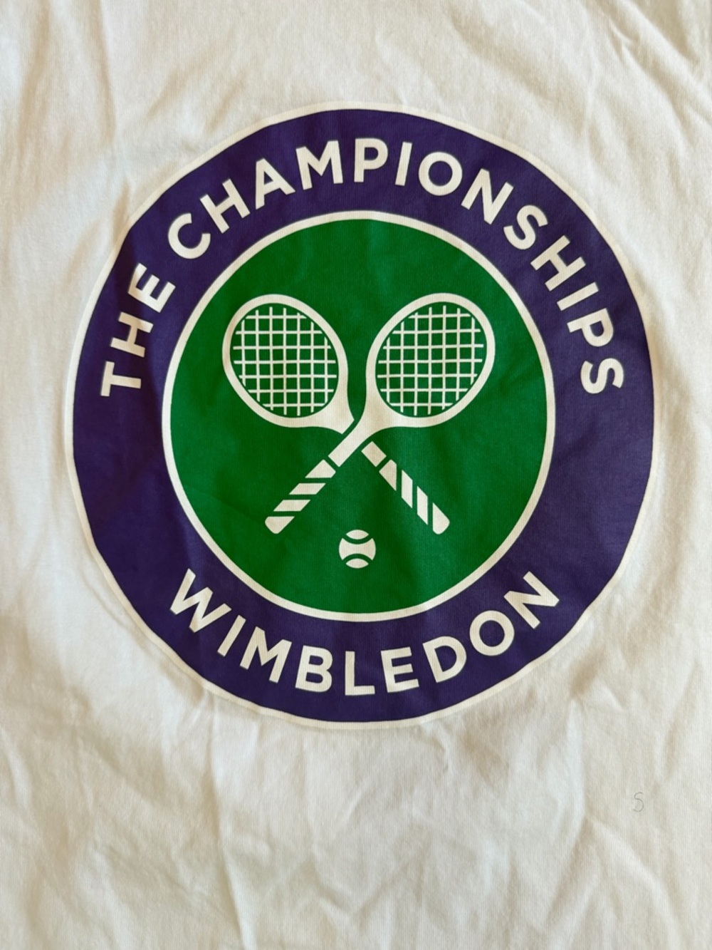 Wimbledon White Tee with Purple & Green Tennis Emblem - Picture 2 of 5